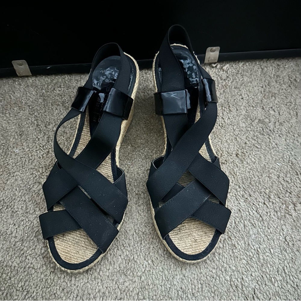 Black Wedge Sandals